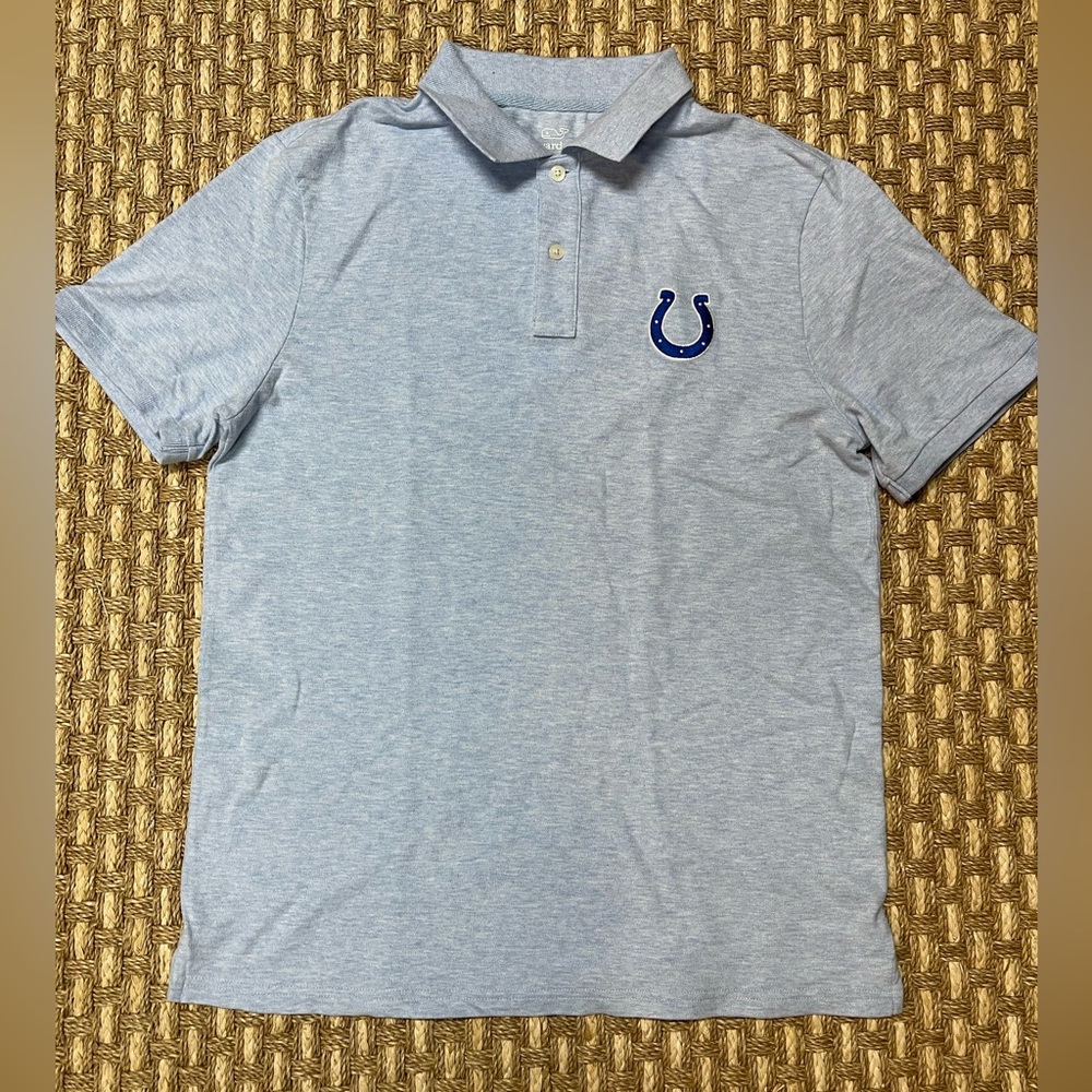 Vineyard Vines SS Polo Shirt Heather Blue Horseshoe Logo Cotton Men Sz Small